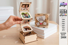 Galantines Day Photo Memory Box Laser Cut | Keepsake Box SVG Product Image 1