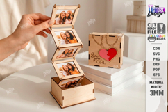 Galantines Day Photo Memory Box Laser Cut | Keepsake Box SVG Product Image 1