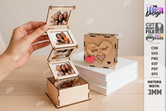 Galantines Day Photo Memory Box Laser Cut | Keepsake Box SVG Product Image 1