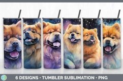 Bundle of six Watercolor Chow Chows Tumbler designs.