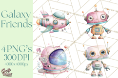 Space Clipart, Astronaut Alien Nursery Art PNG Product Image 1