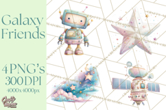 Space Clipart, Astronaut Alien Nursery Art PNG Product Image 1