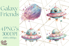 Space Clipart, Astronaut Alien Nursery Art PNG Product Image 1