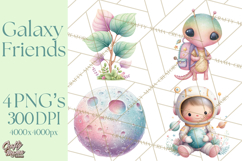 Space Clipart, Astronaut Alien Nursery Art PNG Product Image 1