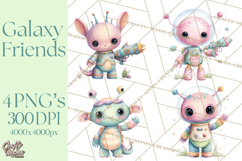 Space Clipart, Astronaut Alien Nursery Art PNG Product Image 1