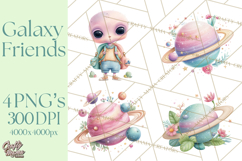 Space Clipart, Astronaut Alien Nursery Art PNG Product Image 1