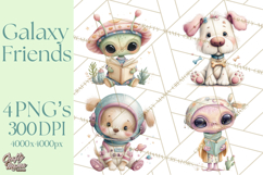 Space Clipart, Astronaut Alien Nursery Art PNG Product Image 1