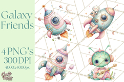Space Clipart, Astronaut Alien Nursery Art PNG Product Image 1