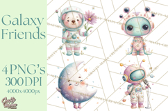 Space Clipart, Astronaut Alien Nursery Art PNG Product Image 1