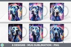 Bundle of six Watercolor Great Danes Mug Wrap designs.