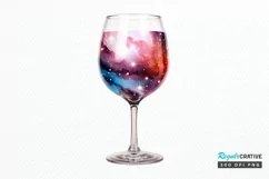 Galaxy in Wine Glass Sublimation PNG Clipart Product Image 1