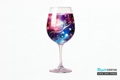 Galaxy in Wine Glass Sublimation PNG Clipart Product Image 1
