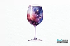 Galaxy in Wine Glass Sublimation PNG Clipart Product Image 1