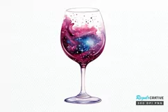 Galaxy in Wine Glass Sublimation PNG Clipart Product Image 1