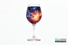 Galaxy in Wine Glass Sublimation PNG Clipart Product Image 1