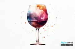 Galaxy in Wine Glass Sublimation PNG Clipart Product Image 1