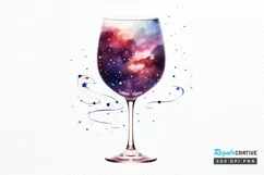 Galaxy in Wine Glass Sublimation PNG Clipart Product Image 1