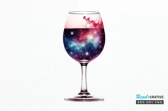 Galaxy in Wine Glass Sublimation PNG Clipart Product Image 1