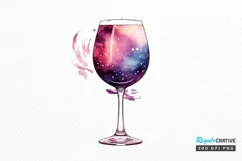 Galaxy in Wine Glass Sublimation PNG Clipart Product Image 1