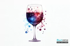 Galaxy in Wine Glass Sublimation PNG Clipart Product Image 1