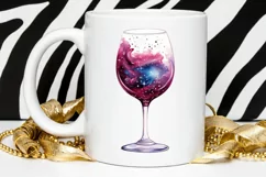 Galaxy in Wine Glass Sublimation PNG Clipart Product Image 2
