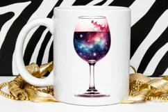 Galaxy in Wine Glass Sublimation PNG Clipart Product Image 2