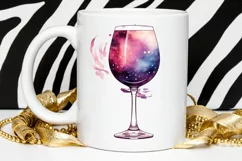 Galaxy in Wine Glass Sublimation PNG Clipart Product Image 2