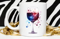 Galaxy in Wine Glass Sublimation PNG Clipart Product Image 2