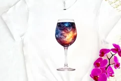 Galaxy in Wine Glass Sublimation PNG Clipart Product Image 3