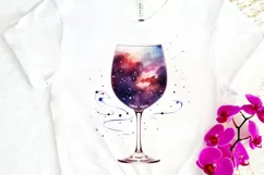 Galaxy in Wine Glass Sublimation PNG Clipart Product Image 3