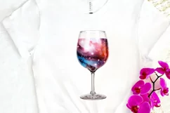 Galaxy in Wine Glass Sublimation PNG Clipart Product Image 3