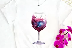Galaxy in Wine Glass Sublimation PNG Clipart Product Image 3