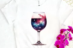 Galaxy in Wine Glass Sublimation PNG Clipart Product Image 3