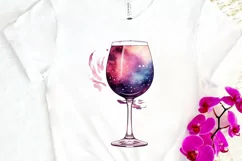 Galaxy in Wine Glass Sublimation PNG Clipart Product Image 3