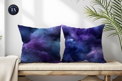 Purple and Blue Galaxy Nebula Space Art Digital Paper Product Image 2