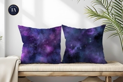 Purple and Blue Galaxy Nebula Space Art Digital Paper Product Image 2