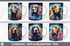 Bundle of six Watercolor Spaniels Mug Wrap designs.