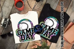 Baseball Game day Sublimation Design PNG | Colorful Leopard Product Image 1