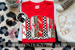 Baseball Nana Sublimation PNG, Leopard Checkered Product Image 1