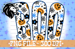 Blue Halloween Boo PNG, Pumpkins, Halloween Doodle PNG Product Image 1