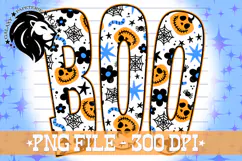 Blue Halloween Boo PNG, Pumpkins, Halloween Doodle PNG Product Image 2