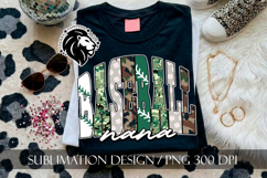 Baseball Nana Nanny Sublimation PNG, Green Camo Product Image 1