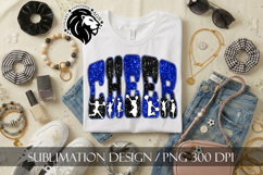 Glitter Sequins Cheer Sublimation Design PNG | Blue Black Product Image 2
