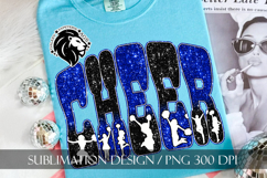 Glitter Sequins Cheer Sublimation Design PNG | Blue Black Product Image 5