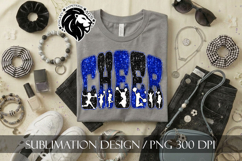 Glitter Sequins Cheer Sublimation Design PNG | Blue Black Product Image 3