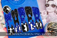 Glitter Sequins Cheer Sublimation Design PNG | Blue Black Product Image 6