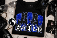 Glitter Sequins Cheer Sublimation Design PNG | Blue Black Product Image 7