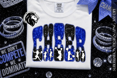 Glitter Sequins Cheer Sublimation Design PNG | Blue Black Product Image 1