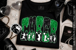 Glitter Sequins Cheer Sublimation Design PNG | Green Black Product Image 7