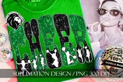 Glitter Sequins Cheer Sublimation Design PNG | Green Black Product Image 2